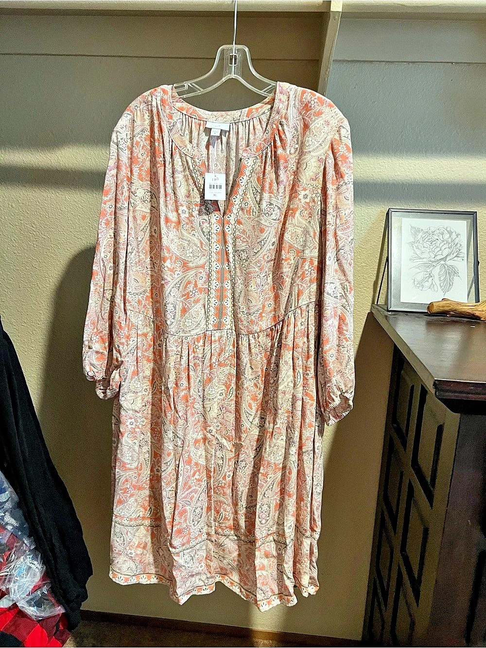 J. Jill Paisley Dress in Pink/Coral & Cream Size XL NWT